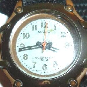 Casio 100M‎ Water Resist Quartz Watch Brown Resin Black Bariloche  Strap